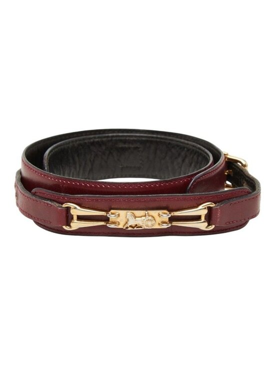 Celine Vintage Carriage Belt Wine Red Bordeaux Leather main image 4
